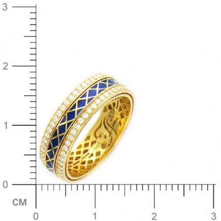 Кольцо с бриллиантами, эмалью из желтого золота 750 пробы (арт. 421363)