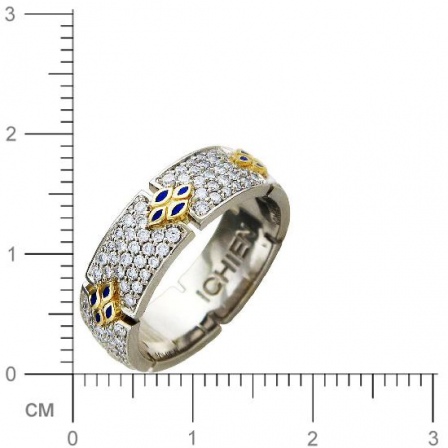 Кольцо с бриллиантами, эмалью из комбинированного золота 750 пробы (арт. 421381)