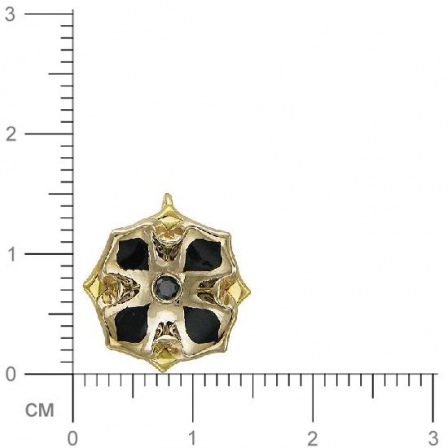 Подвеска Цветок с бриллиантом, эмалью из комбинированного золота 750 пробы (арт. 421477)