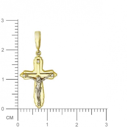 Крестик с бриллиантами из комбинированного золота 750 пробы (арт. 421491)