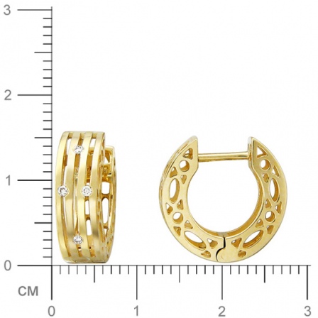 Серьги с бриллиантами из желтого золота. Диаметр 15 мм. (арт. 421642)