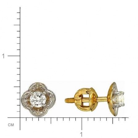 Серьги с бриллиантами из желтого золота (арт. 421647)