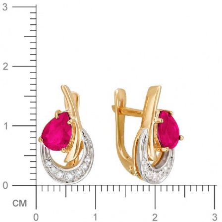 Серьги с бриллиантами, рубинами из комбинированного золота (арт. 421718)