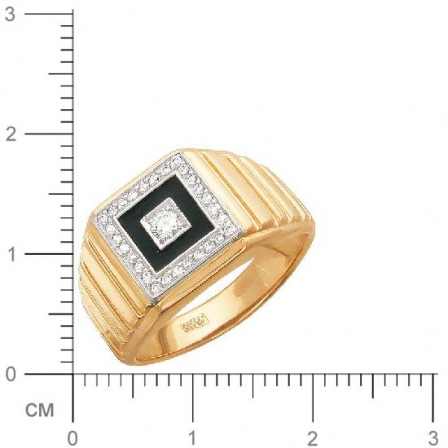 Печатка с бриллиантами, эмалью из комбинированного золота (арт. 421803)