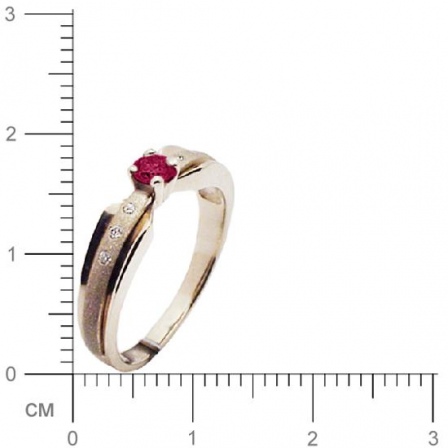 Кольцо с бриллиантами, рубином из комбинированного золота 750 пробы (арт. 421909)