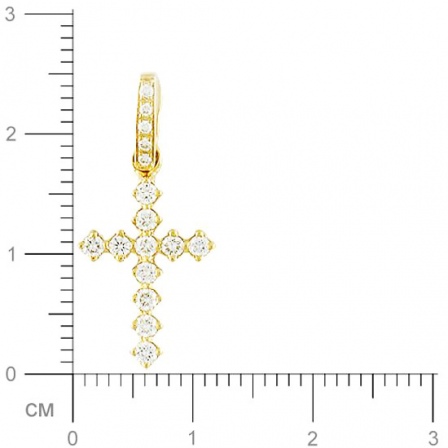 Крестик с бриллиантами из желтого золота 750 пробы (арт. 422221)