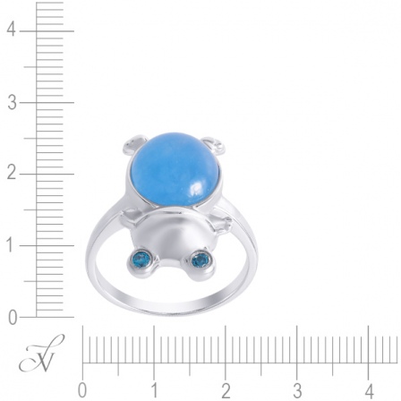 Кольцо с фианитами и жадеитами из серебра (арт. 703133)