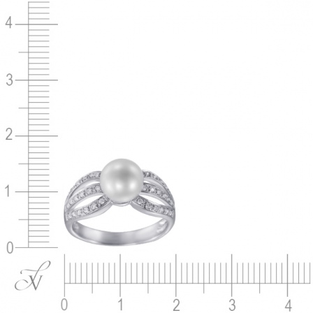 Кольцо с бриллиантами, жемчугом из белого золота (арт. 730451)