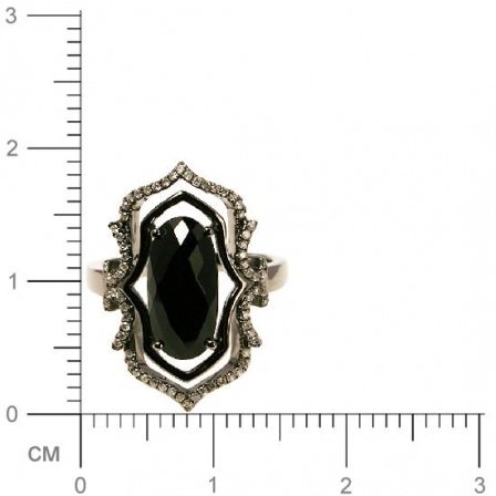 Кольцо с бриллиантами, ониксом из черного золота 750 пробы (арт. 730467)
