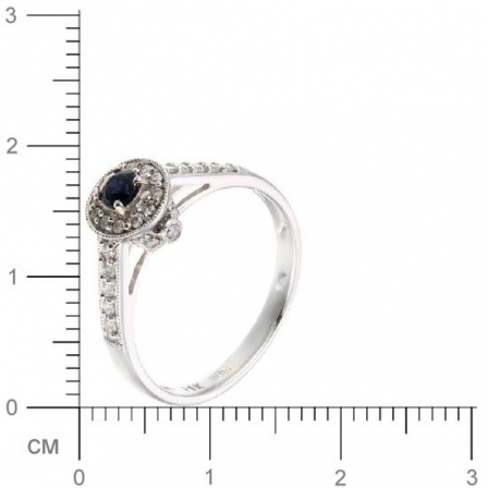 Кольцо с бриллиантами, сапфиром из белого золота (арт. 730478)