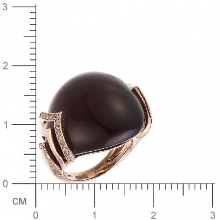 Кольцо с бриллиантами, ониксом из красного золота (арт. 730482)