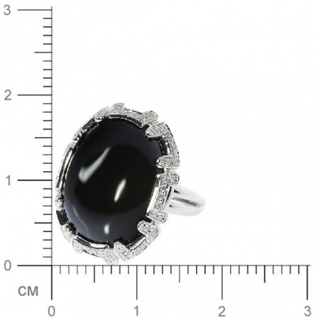 Кольцо с бриллиантами, ониксом из белого золота (арт. 730489)