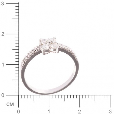 Кольцо Цветок с бриллиантами из белого золота (арт. 730516)