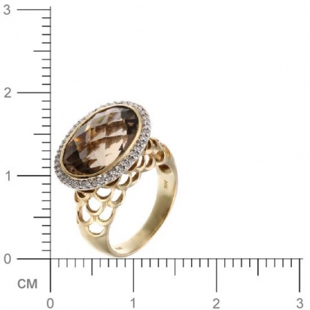 Кольцо с бриллиантами, раухтопазом из желтого золота (арт. 730533)