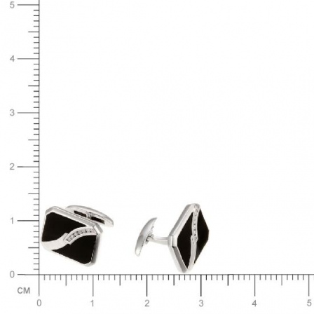 Запонки с бриллиантами, ониксами из белого золота (арт. 730583)