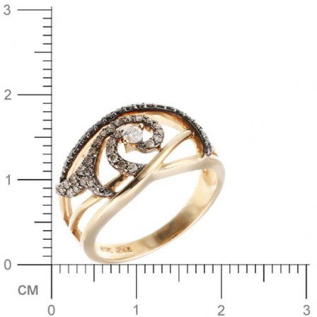 Кольцо с бриллиантами и жемчугом из желтого золота (арт. 730639)