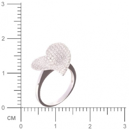 Кольцо Сердце с бриллиантами из белого золота (арт. 730656)