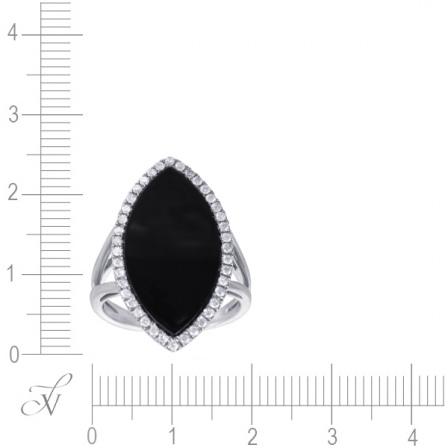 Кольцо с бриллиантами, ониксом из белого золота (арт. 731186)