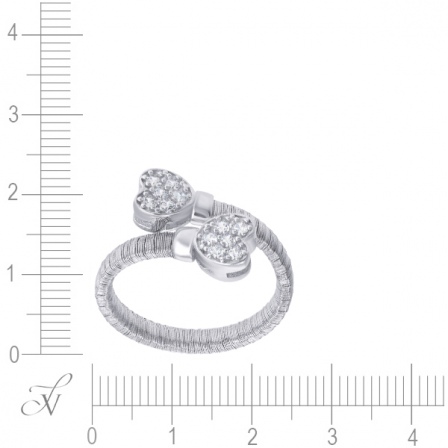 Кольцо Сердечки с фианитами из серебра (арт. 731256)
