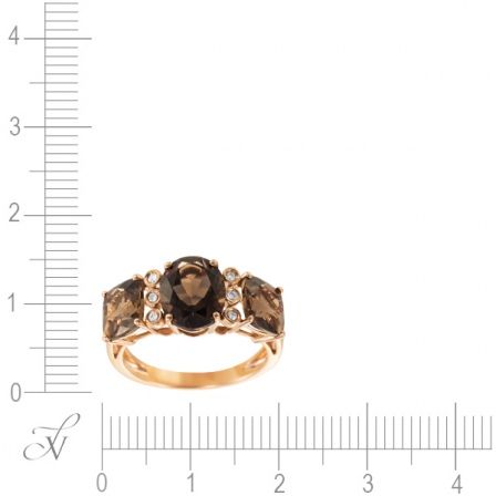 Кольцо с бриллиантами, раухтопазами из красного золота (арт. 731970)