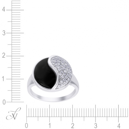 Кольцо с бриллиантами, ониксом из белого золота (арт. 732072)