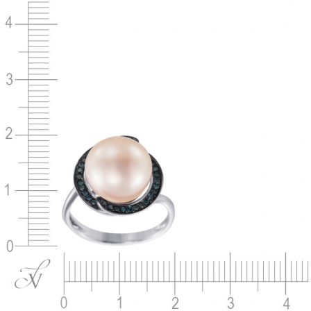 Кольцо с бриллиантами, жемчугом из белого золота (арт. 732676)