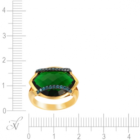 Кольцо с бриллиантами, кварцем из желтого золота (арт. 733331)
