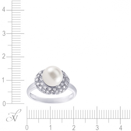 Кольцо с бриллиантами, жемчугом из белого золота (арт. 733364)