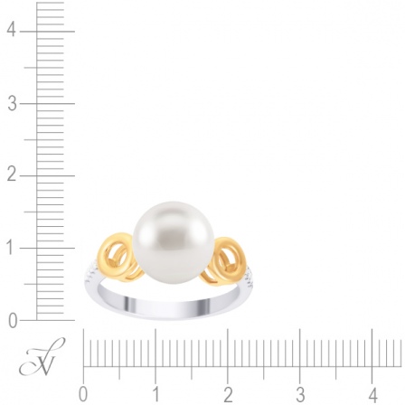 Кольцо с бриллиантами, жемчугом из комбинированного золота (арт. 733511)