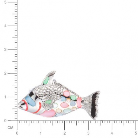 Брошь Рыбка с перламутром, вставкой из эмали из серебра (арт. 735253)