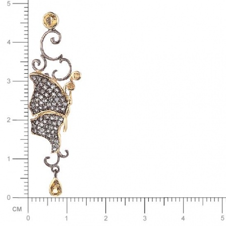 Брошь Бабочка с цитринами, топазами из серебра (арт. 741736)