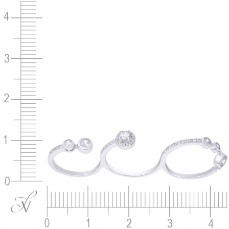 Кольцо на три пальца с фианитами из серебра (арт. 742299)