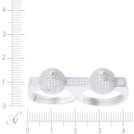 Кольцо на два пальца с фианитами из серебра (арт. 743257)