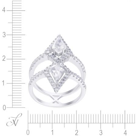 Кольцо с стеклом и фианитами из серебра (арт. 744612)