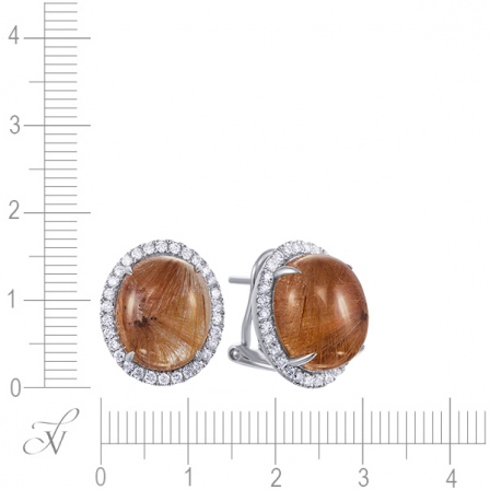 Серьги с кварцами и бриллиантами из белого золота (арт. 745191)