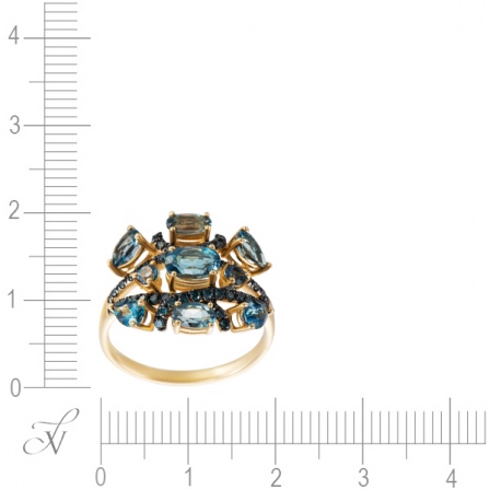 Кольцо с топазами и бриллиантами из жёлтого золота (арт. 764652)
