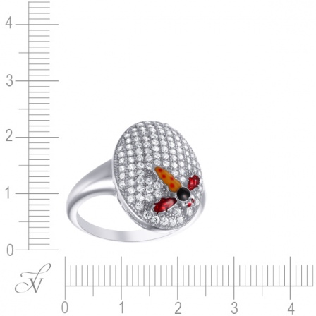 Кольцо с эмалью и фианитами из серебра (арт. 767800)