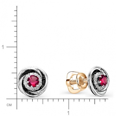 Серьги с рубинами и бриллиантами из красного золота (арт. 800249)