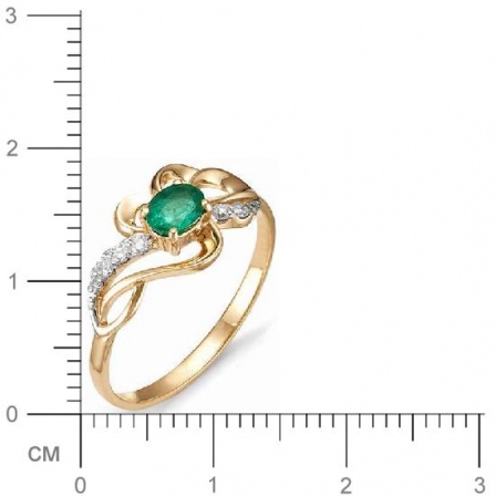 Кольцо с изумрудом, бриллиантами из красного золота (арт. 810115)
