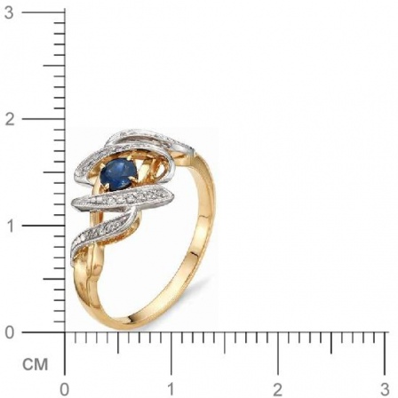 Кольцо с бриллиантами, сапфиром из красного золота (арт. 810291)