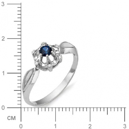 Кольцо Цветок с сапфиром, бриллиантами из белого золота (арт. 810597)