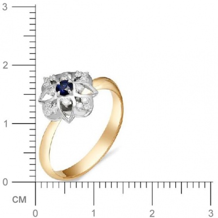 Кольцо Цветок с бриллиантами, сапфиром из красного золота (арт. 810858)