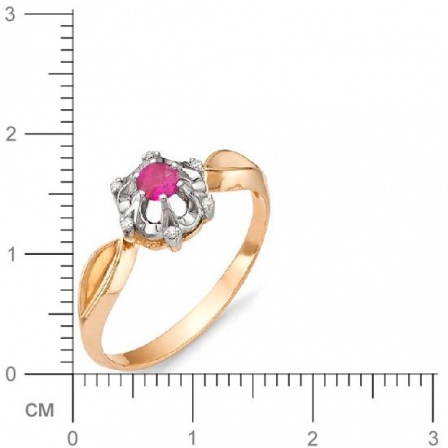 Кольцо Цветок с рубином, бриллиантами из красного золота (арт. 810946)