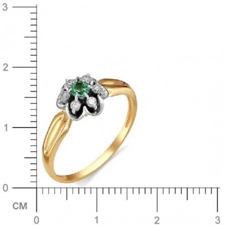 Кольцо Цветок с бриллиантами, изумрудом из красного золота (арт. 811230)