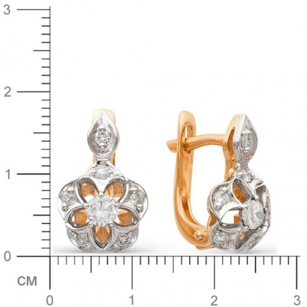 Серьги Цветы с бриллиантами из красного золота (арт. 812043)