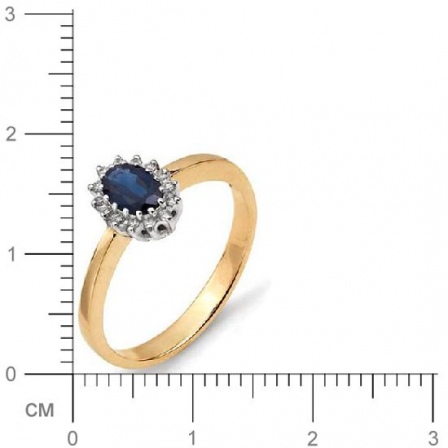Кольцо с бриллиантами, сапфиром из красного золота (арт. 812082)