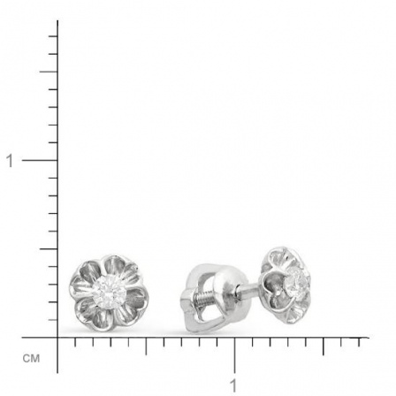 Серьги Цветы с бриллиантами из белого золота (арт. 812616)