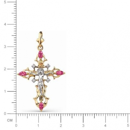 Крестик с бриллиантами из красного золота (арт. 812816)