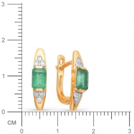 Серьги с изумрудами, бриллиантами из красного золота (арт. 812863)