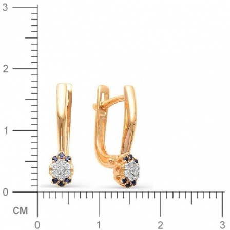Серьги с бриллиантами, сапфирами из красного золота (арт. 813117)